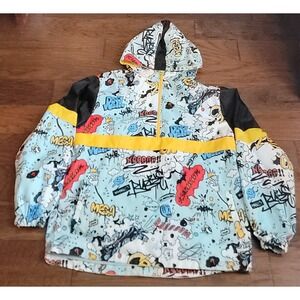 SCREENSHOTBRAND Quarter Zip Lightweight Hooded Water Resistant Windbreaker Sz XL